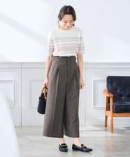 K3LGD19059 a.v.v Elmi(アー・ヴェ・ヴェ) 【低身長サイズ】リネンライククロップドパンツ【セットアップ対応/接触冷感/UVカット/アンチピリング】 ネイビー