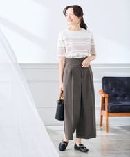 K3LGD19059 a.v.v Elmi(アー・ヴェ・ヴェ) 【低身長サイズ】リネンライククロップドパンツ【セットアップ対応/接触冷感/UVカット/アンチピリング】 ネイビー