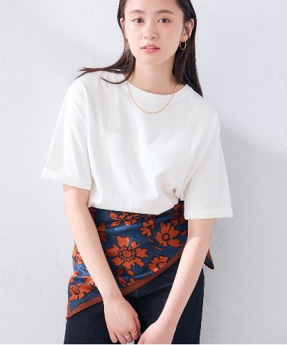 K6KGD30024 a.v.v 【接触冷感/UVカット/コットン100%/WEB限定】ロールアップハーフスリーブTシャツ