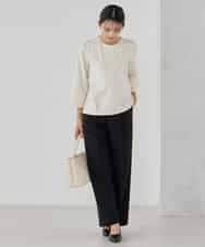 KBLCD02079 a.v.v(アー・ヴェ・ヴェ) 【洗える/ストレッチ/セットアップ対応】ダブルクロスワイドパンツ ブラック