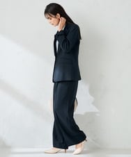 KBLLB13079 a.v.v(アー・ヴェ・ヴェ) 【洗える/イージーケア/ストレッチ】パウダーツイルワイドストレートパンツ ネイビー