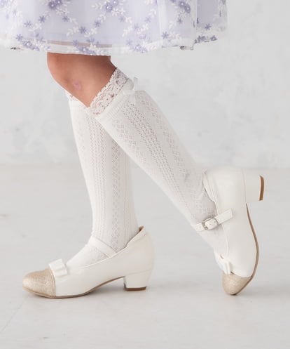 KGLCD03014 a.v.v KIDS [16-18cm/19-21cm]【セレモニー】フリルリボンハイソックス