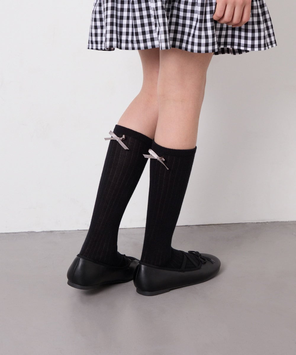 KGLGD12007 a.v.v KIDS(アー・ヴェ・ヴェ) 【19-21/22-24cm】バックリボンハイソックス ブラック