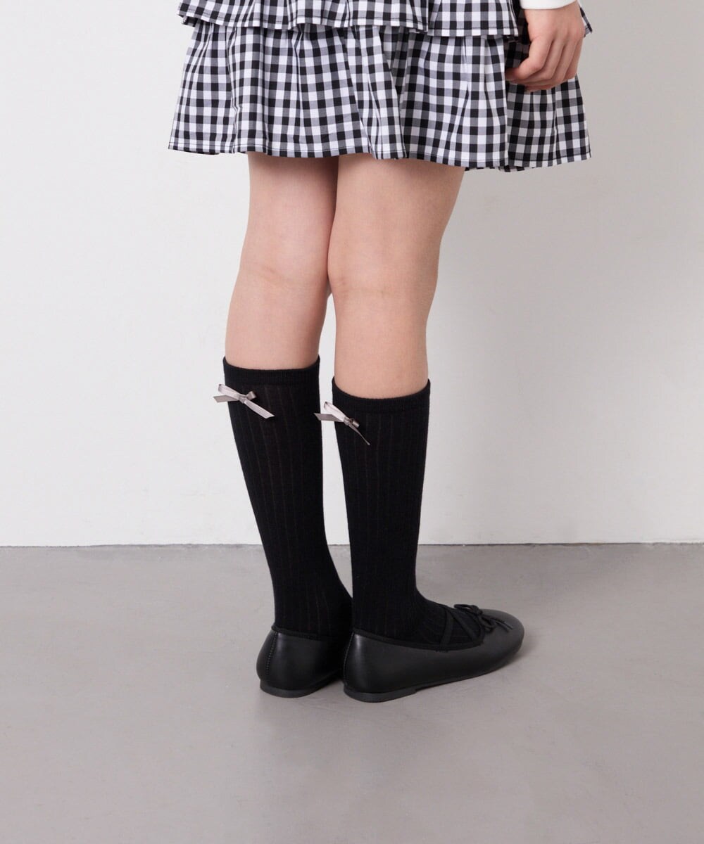 KGLGD12007 a.v.v KIDS(アー・ヴェ・ヴェ) 【19-21/22-24cm】バックリボンハイソックス ブラック