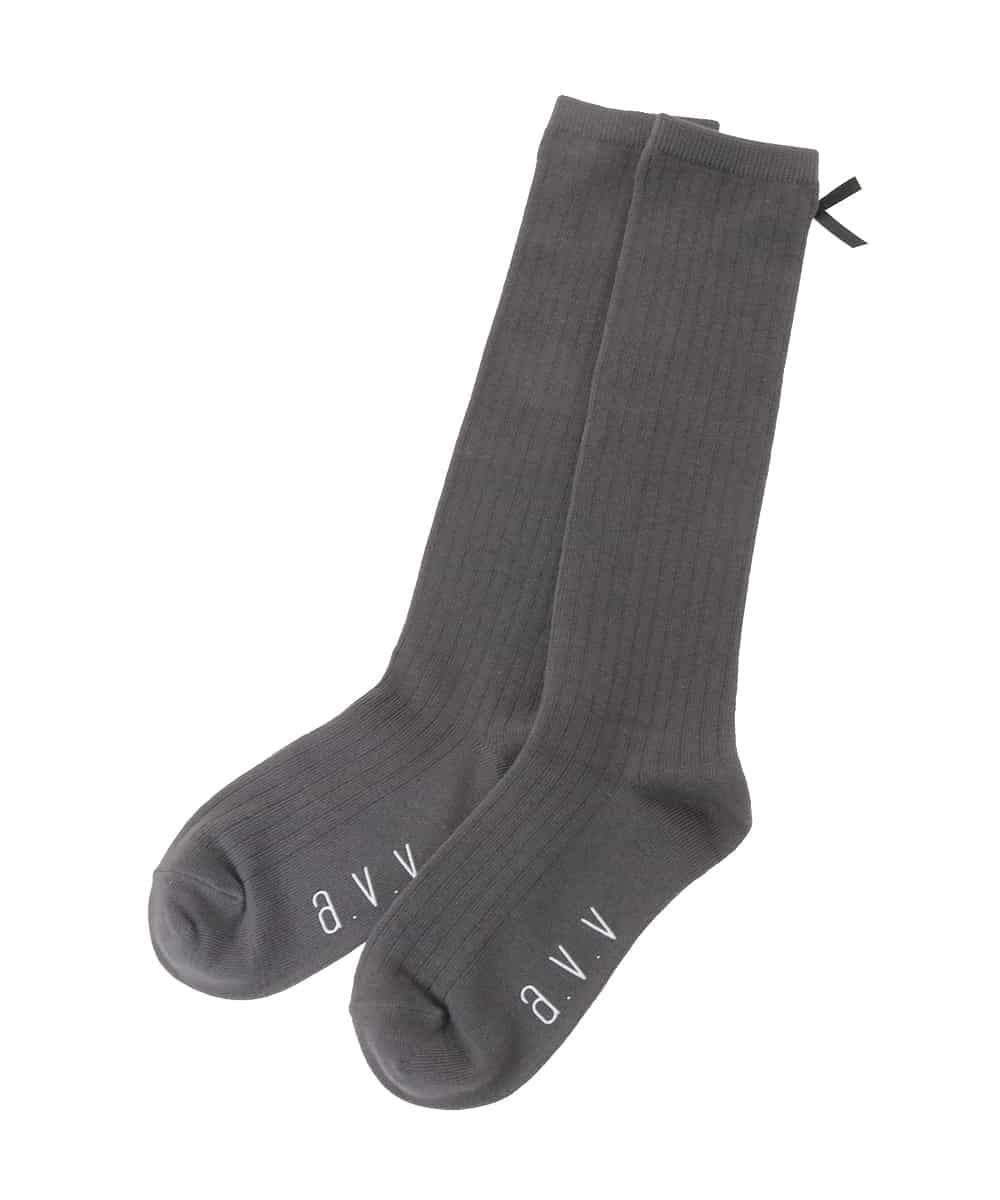 KGLGD12007 a.v.v KIDS(アー・ヴェ・ヴェ) 【19-21/22-24cm】バックリボンハイソックス グレー