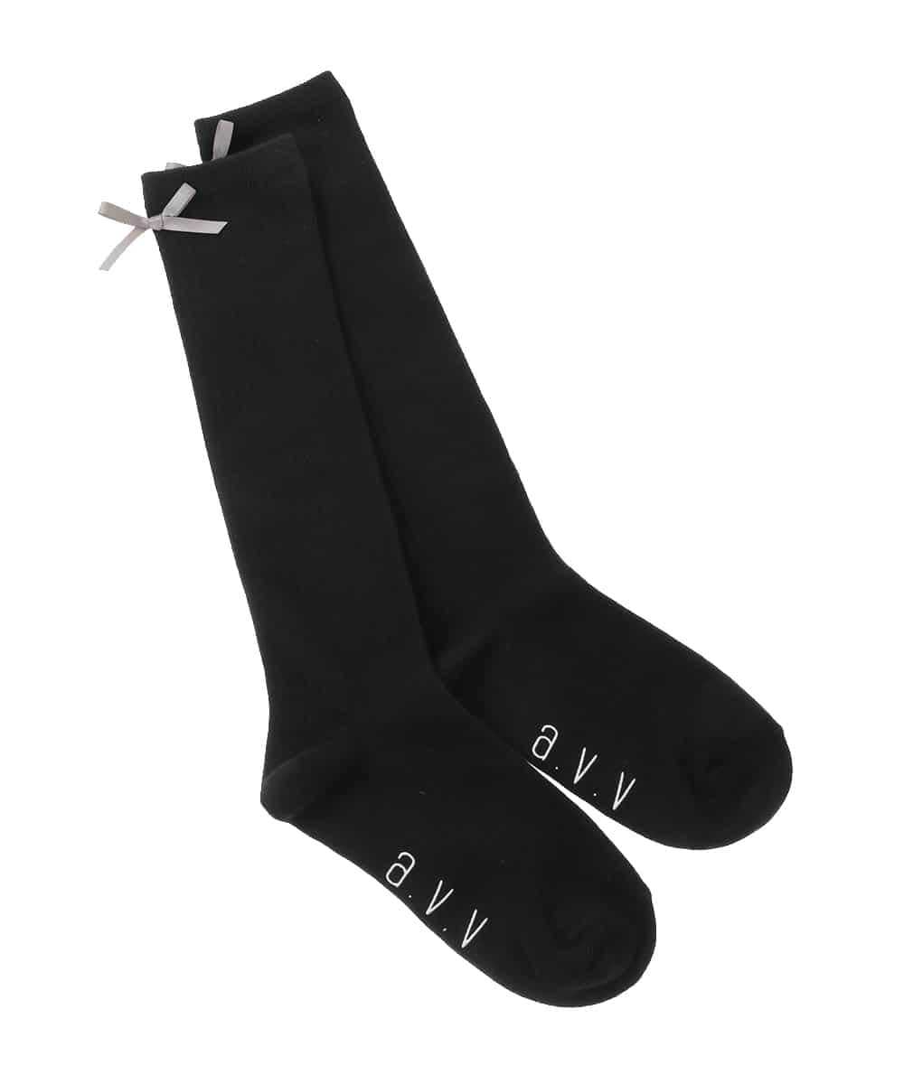 KGLGD12007 a.v.v KIDS(アー・ヴェ・ヴェ) 【19-21/22-24cm】バックリボンハイソックス ブラック