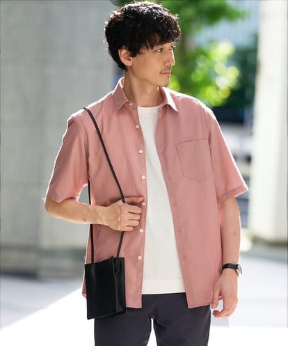 KHBHD70054 a.v.v MEN 【接触冷感/洗濯機で洗える/速乾/防シワ/イージーケア/ストレッチ】ポリエステルアサハンソデシャツ