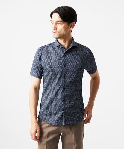 MNBJC69200 MICHEL KLEIN HOMME 《日本製》ジャガード半袖シャツ