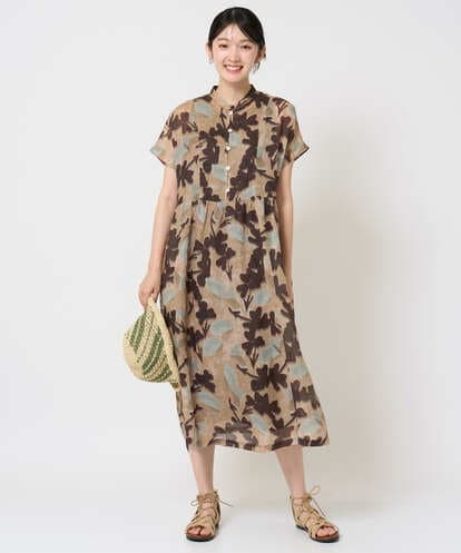 NGEHE62390 GIANNI LO GIUDICE [洗える・ペチコート付き]リネンフラワープリントワンピース