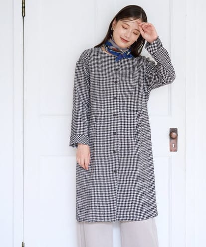 NGEJD19390  [洗える・日本製]コットンウールギンガムチェックシャツワンピース