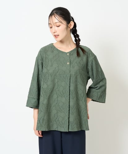 NGKJD13290 GIANNI LO GIUDICE [日本製]コットンカットジャガードプルオーバーブラウス