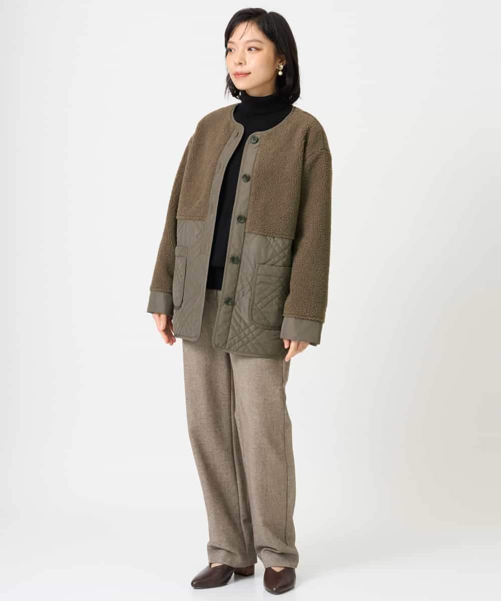 NHDAH39360 GIANNI LO GIUDICE(小さいサイズ)(メゾン ドゥ サンク) ボアタフタキルトブルゾン モカブラウン