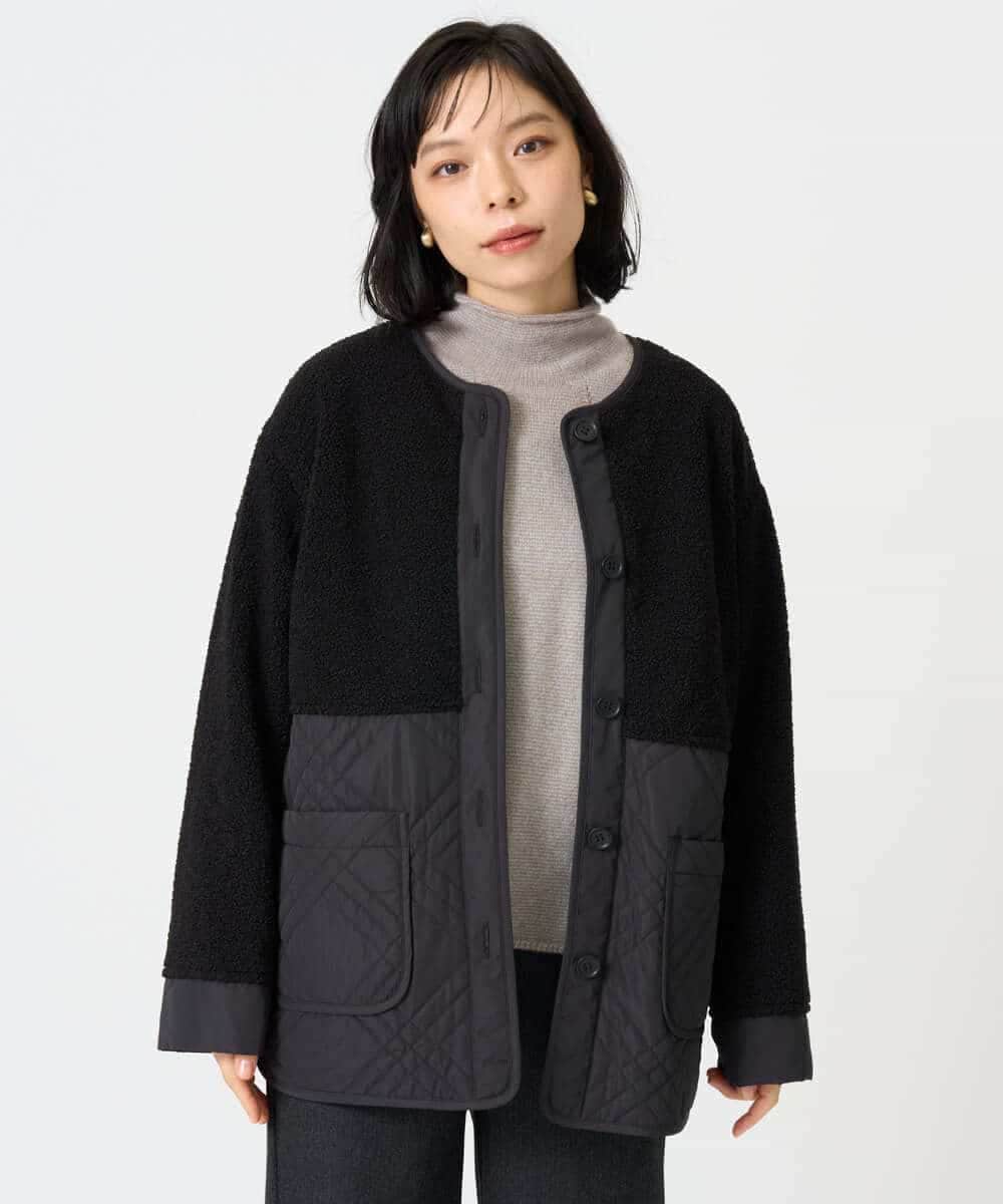 NHDAH39360 GIANNI LO GIUDICE(小さいサイズ)(メゾン ドゥ サンク) ボアタフタキルトブルゾン モカブラウン