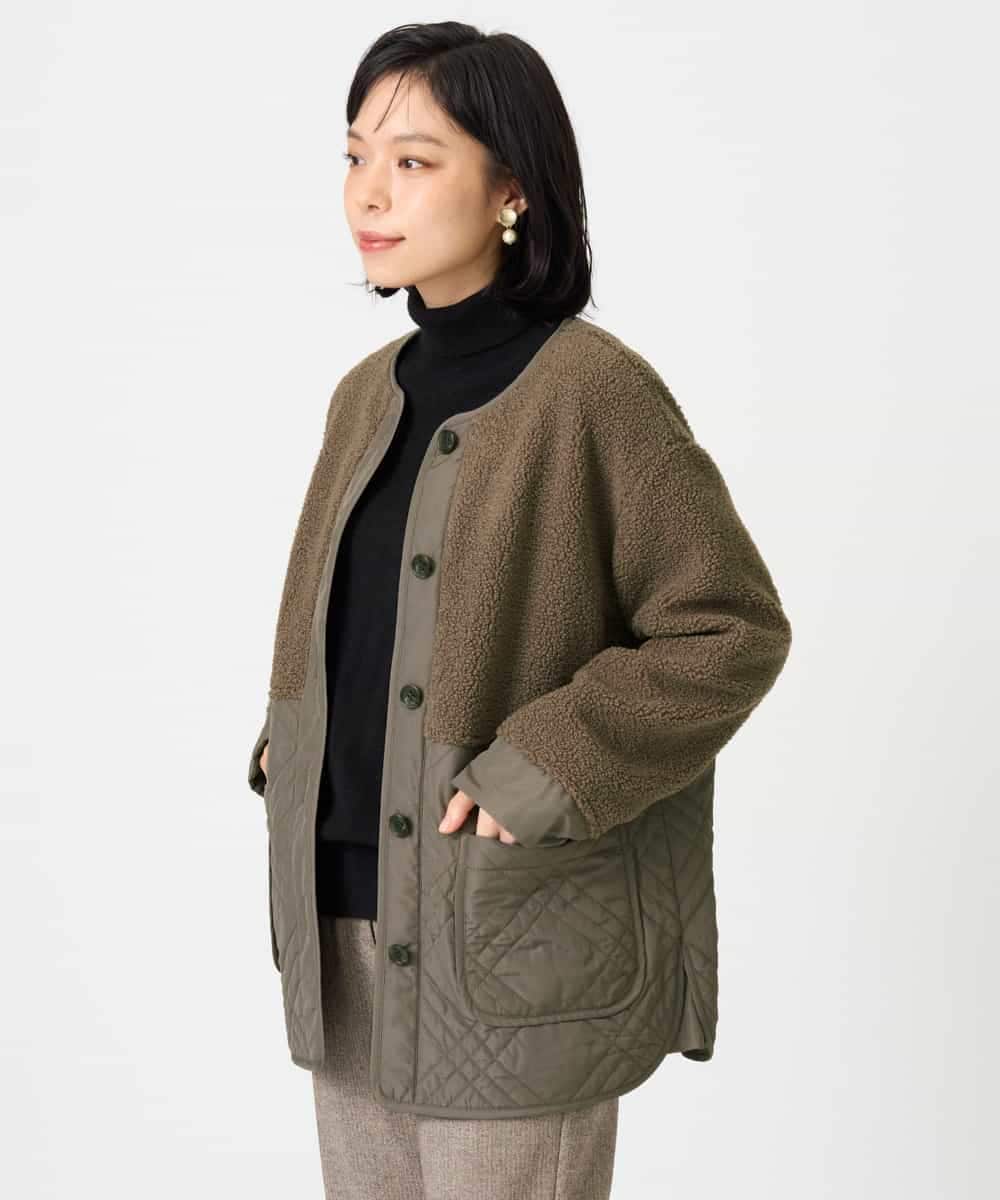 NHDAH39360 GIANNI LO GIUDICE(小さいサイズ)(メゾン ドゥ サンク) ボアタフタキルトブルゾン モカブラウン