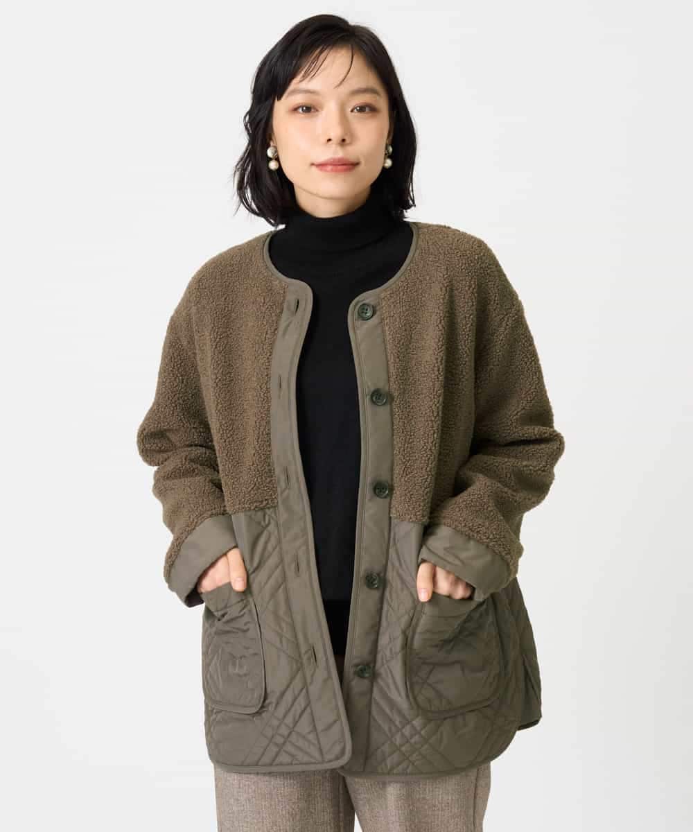 NHDAH39360 GIANNI LO GIUDICE(小さいサイズ)(メゾン ドゥ サンク) ボアタフタキルトブルゾン モカブラウン