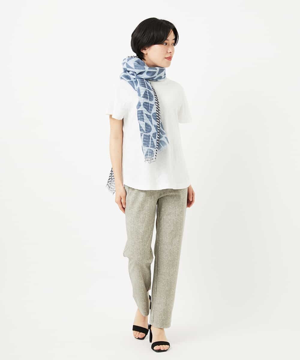 NHLHC91170 GIANNI LO GIUDICE(小さいサイズ)(メゾン ドゥ サンク) [3サイズ展開]ぼかし調チェック柄ハイテンションストレッチパンツ オフホワイト