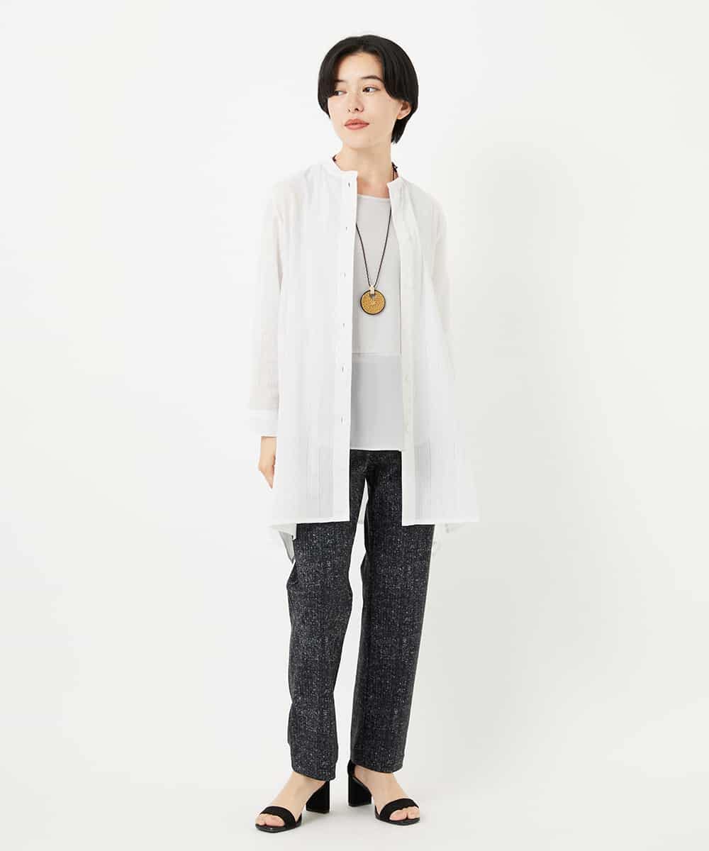 NHLHC91170 GIANNI LO GIUDICE(小さいサイズ)(メゾン ドゥ サンク) [3サイズ展開]ぼかし調チェック柄ハイテンションストレッチパンツ オフホワイト