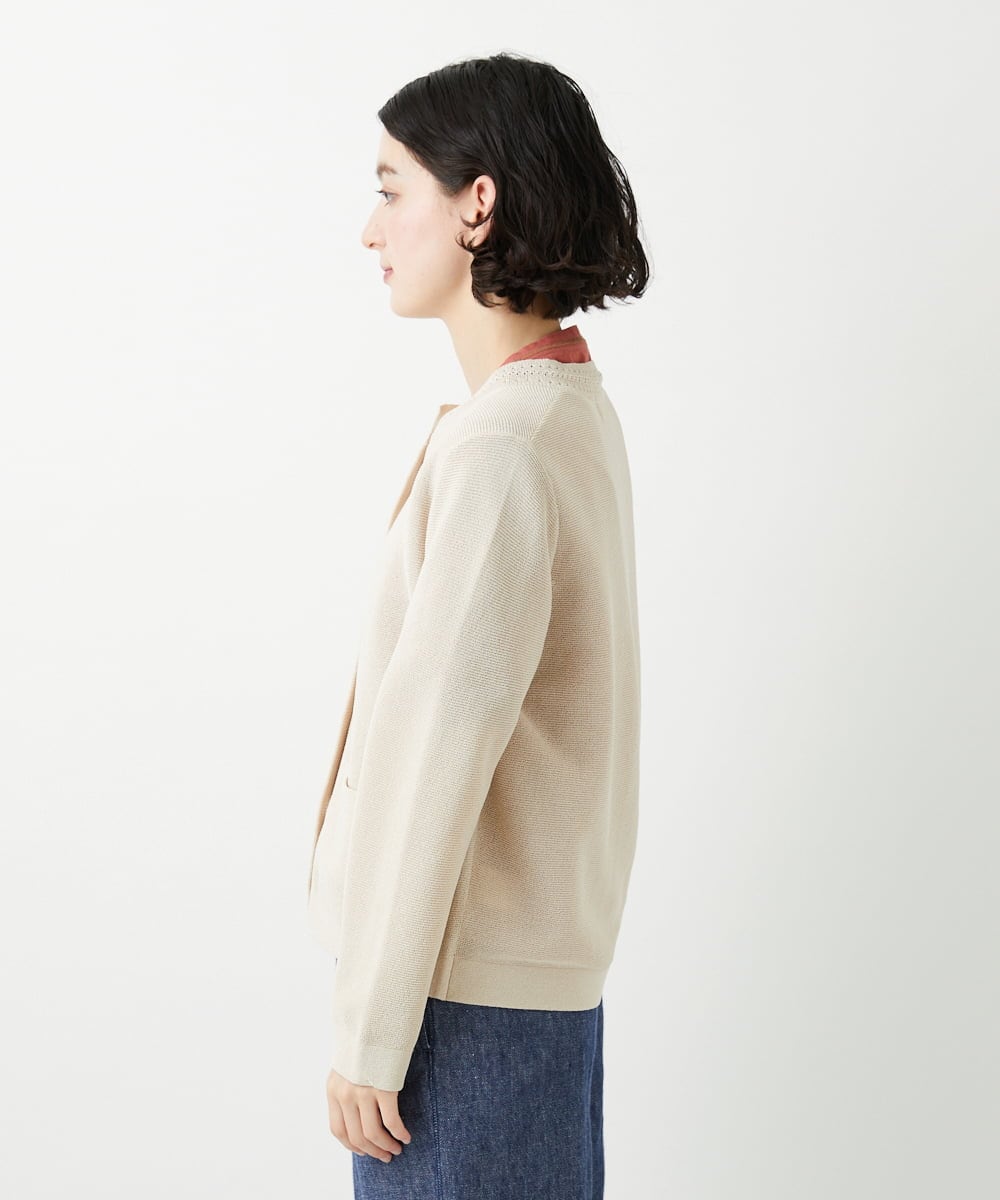NHSGE40270 GIANNI LO GIUDICE(小さいサイズ)(メゾン ドゥ サンク) ペーパーヤーンニットカーディガン ベージュ