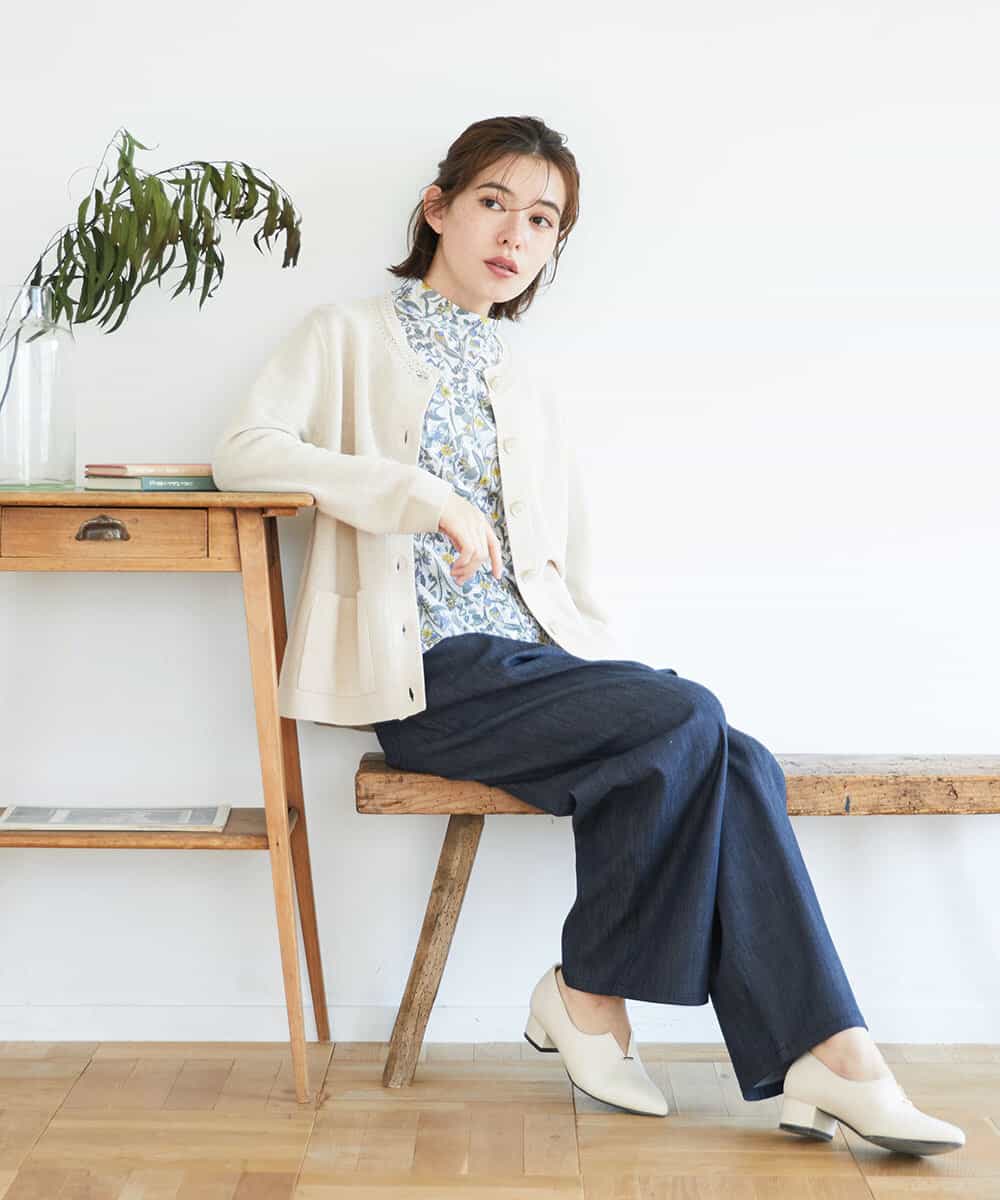 NHSGE40270 GIANNI LO GIUDICE(小さいサイズ)(メゾン ドゥ サンク) ペーパーヤーンニットカーディガン ベージュ