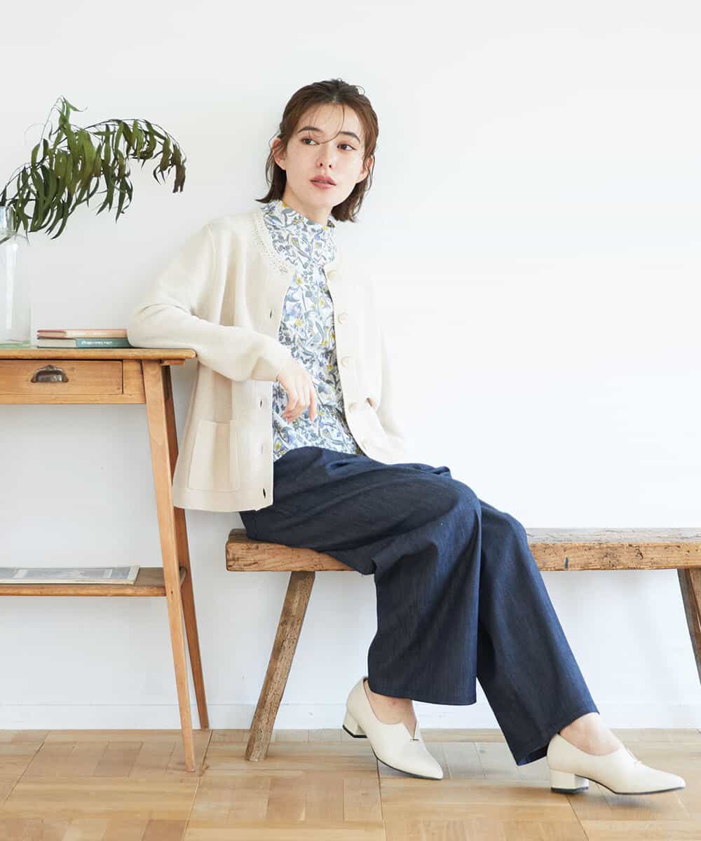 NHSGE40270 GIANNI LO GIUDICE(小さいサイズ)(メゾン ドゥ サンク) ペーパーヤーンニットカーディガン ベージュ