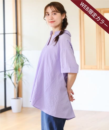 OLBHD42089 eur3 【大きいサイズ】ぽこぽこチュニックブラウス