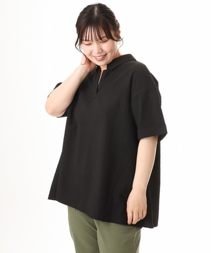 OLBHD42089 eur3 【大きいサイズ】ぽこぽこチュニックブラウス