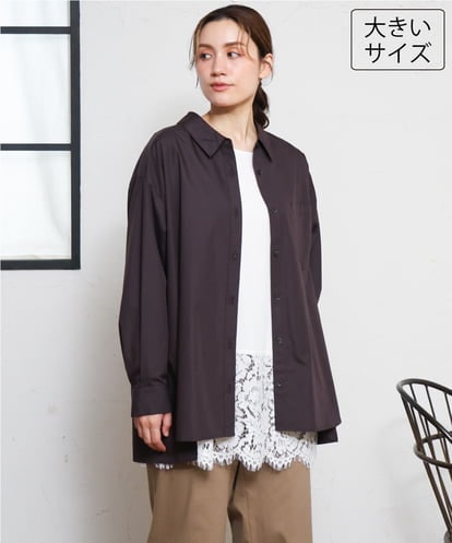 OLBKD14099 eur3 【大きいサイズ】ドロップショルダーシャツ