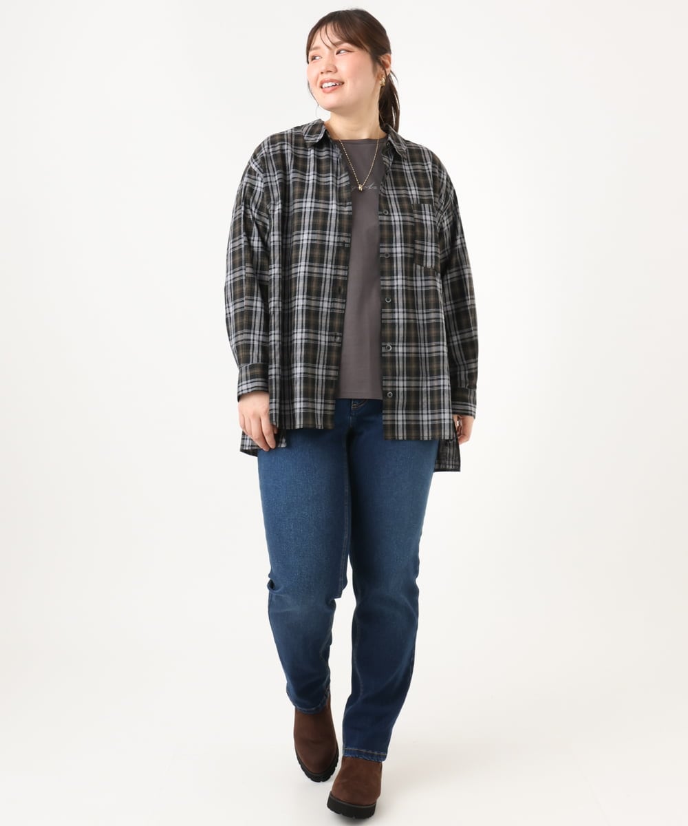 OLBKD14099 eur3(エウルキューブ) 【大きいサイズ】ドロップショルダーシャツ ブラック