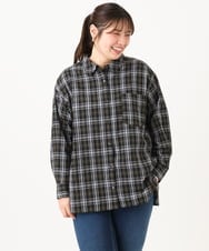 OLBKD14099 eur3(エウルキューブ) 【大きいサイズ】ドロップショルダーシャツ ブラック