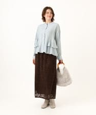OLBKD16099 eur3(エウルキューブ) 【大きいサイズ】ストライプティアードシャツ ライトブルー