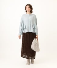 OLBKD16099 eur3(エウルキューブ) 【大きいサイズ】ストライプティアードシャツ ライトブルー