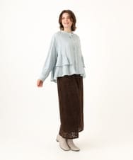 OLBKD16099 eur3(エウルキューブ) 【大きいサイズ】ストライプティアードシャツ ライトブルー
