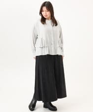 OLBKD16099 eur3(エウルキューブ) 【大きいサイズ】ストライプティアードシャツ グレージュ