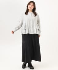 OLBKD16099 eur3(エウルキューブ) 【大きいサイズ】ストライプティアードシャツ グレージュ