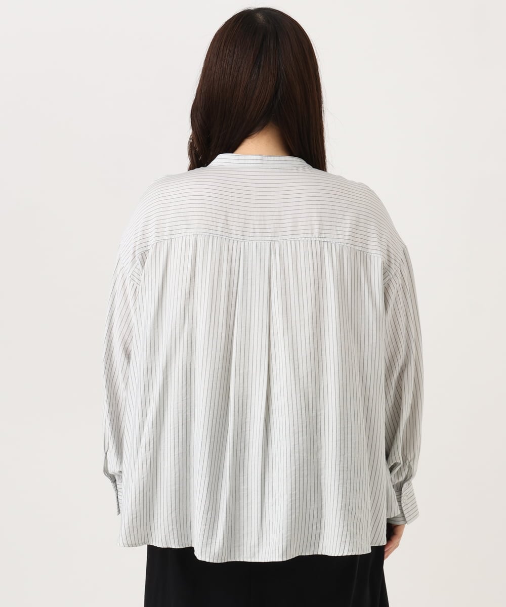 OLBKD16099 eur3(エウルキューブ) 【大きいサイズ】ストライプティアードシャツ グレージュ