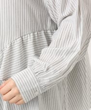 OLBKD16099 eur3(エウルキューブ) 【大きいサイズ】ストライプティアードシャツ グレージュ