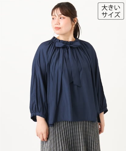 OLBLD13099 eur3 【野呂佳代さん着用/大きいサイズ】フリルリボンブラウス