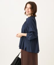 OLBLD13099 eur3(エウルキューブ) 【野呂佳代さん着用/大きいサイズ】フリルリボンブラウス ネイビー（WEB限定カラー）