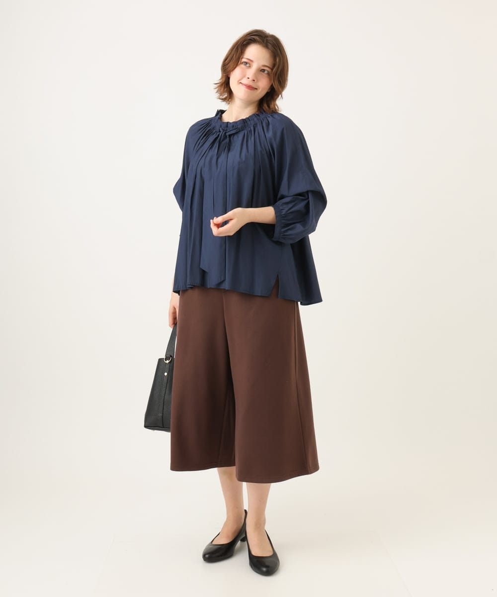 OLBLD13099 eur3(エウルキューブ) 【野呂佳代さん着用/大きいサイズ】フリルリボンブラウス ネイビー（WEB限定カラー）