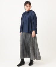 OLBLD13099 eur3(エウルキューブ) 【野呂佳代さん着用/大きいサイズ】フリルリボンブラウス ネイビー（WEB限定カラー）