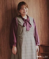 OLBLD13099 eur3(エウルキューブ) 【野呂佳代さん着用/大きいサイズ】フリルリボンブラウス ワイン