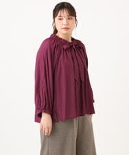 OLBLD13099 eur3(エウルキューブ) 【野呂佳代さん着用/大きいサイズ】フリルリボンブラウス ワイン