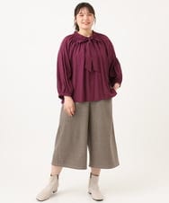 OLBLD13099 eur3(エウルキューブ) 【野呂佳代さん着用/大きいサイズ】フリルリボンブラウス ワイン