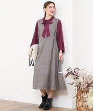 OLBLD13099 eur3(エウルキューブ) 【野呂佳代さん着用/大きいサイズ】フリルリボンブラウス ワイン
