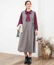 OLBLD13099 eur3(エウルキューブ) 【野呂佳代さん着用/大きいサイズ】フリルリボンブラウス ワイン