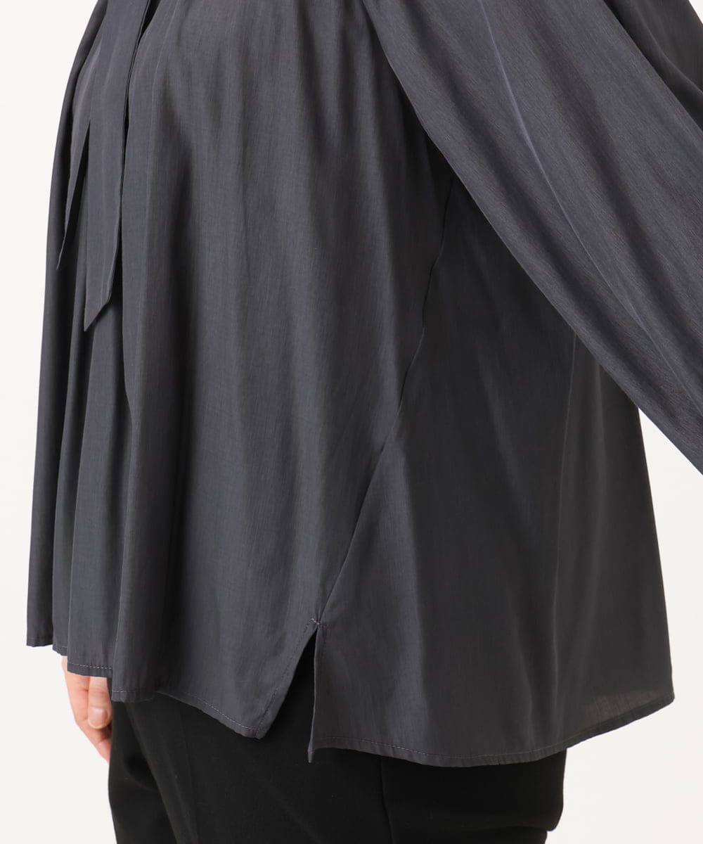 OLBLD13099 eur3(エウルキューブ) 【野呂佳代さん着用/大きいサイズ】フリルリボンブラウス ダークグレー
