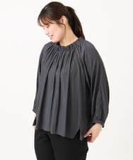 OLBLD13099 eur3(エウルキューブ) 【野呂佳代さん着用/大きいサイズ】フリルリボンブラウス ダークグレー