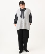 OLBLD13099 eur3(エウルキューブ) 【野呂佳代さん着用/大きいサイズ】フリルリボンブラウス ダークグレー