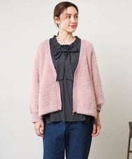 OLBLD13099 eur3(エウルキューブ) 【野呂佳代さん着用/大きいサイズ】フリルリボンブラウス ダークグレー