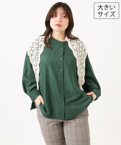 OLBLD15099 eur3 【大きいサイズ】コーデュロイフレアシルエットブラウス